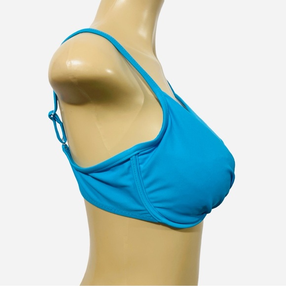 California Waves M Vibrant Blue Swim Top Ruched Underwire Adjustable Bikini - Picture 2 of 8